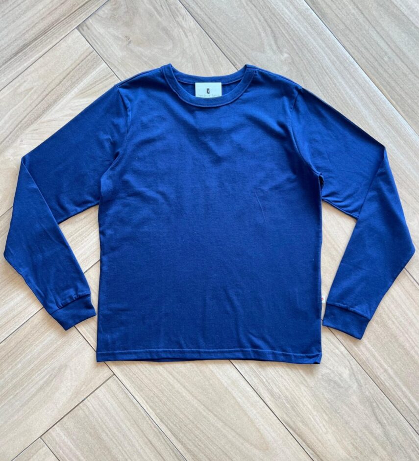 Camiseta Infantil Masculina Básica Manga Longa Azul Escuro Fernanda Ramos Kids