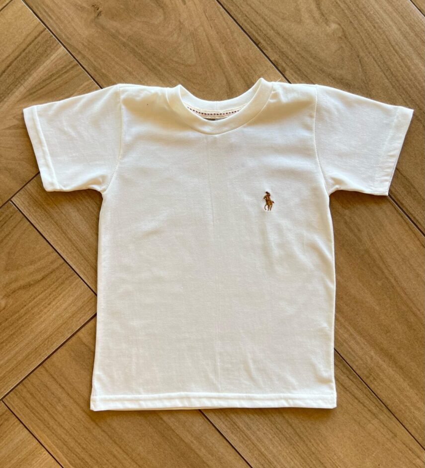 Camiseta Infantil Masculina Básica Off White Fernanda Ramos Kids