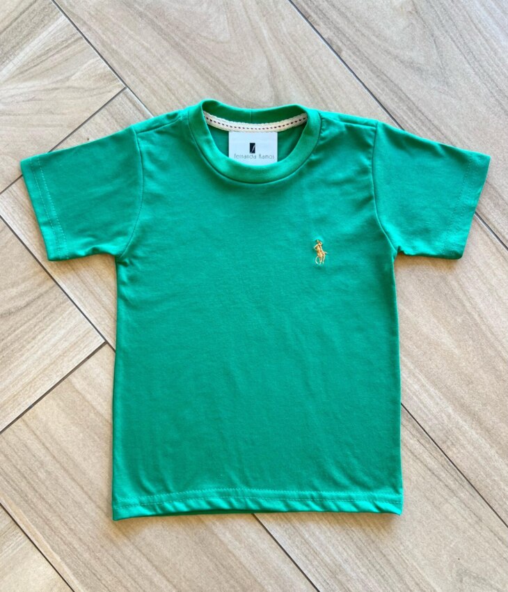 Camiseta Infantil Masculina Básica Verde Bandeira Fernanda Ramos Kids