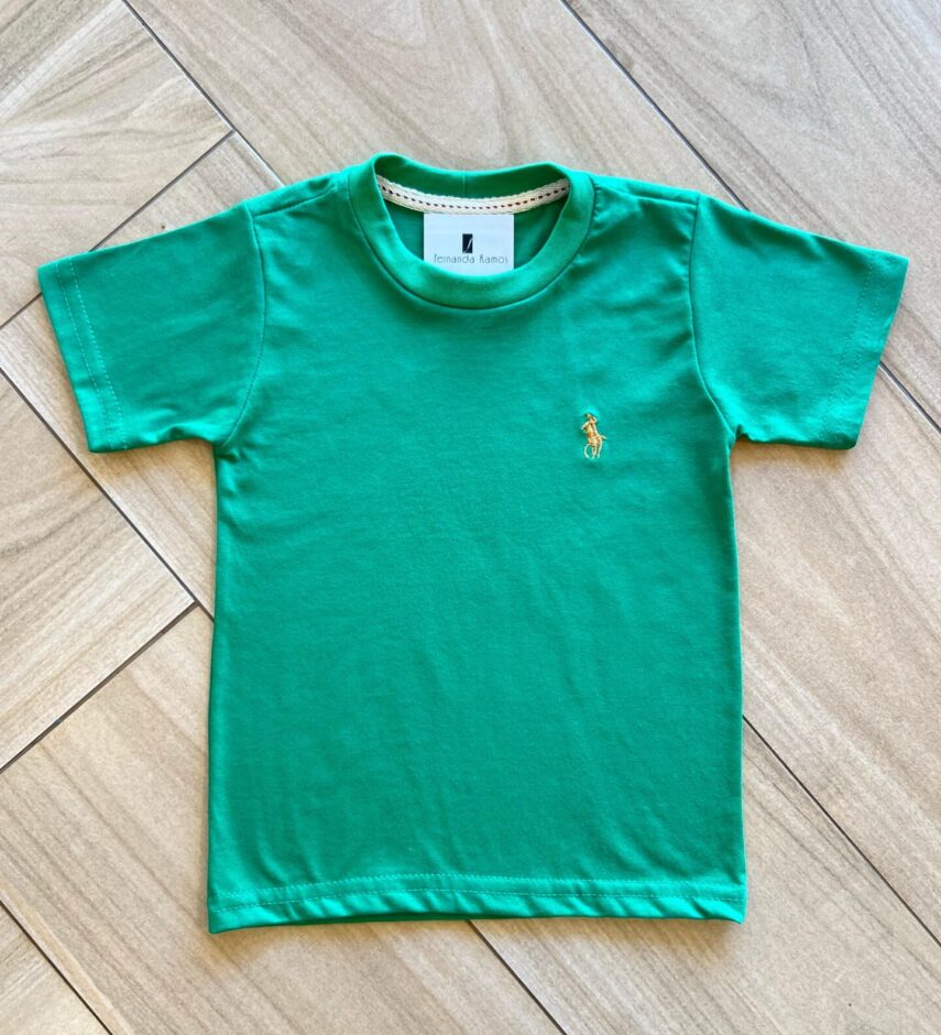 Camiseta Infantil Masculina Básica Verde Bandeira Fernanda Ramos Kids