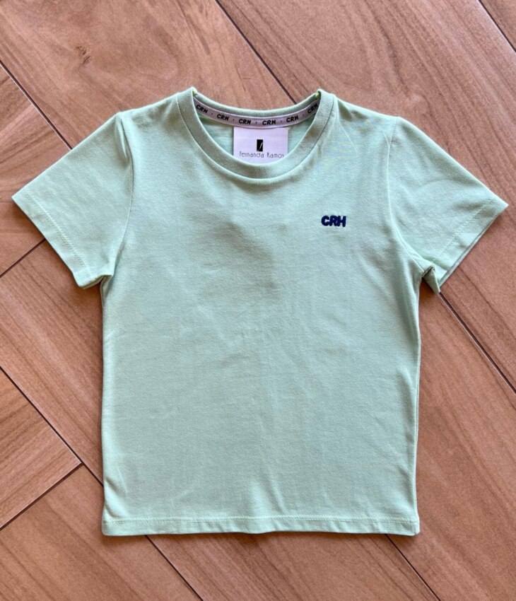 Camiseta Infantil Masculina Básica Verde Claro Fernanda Ramos Kids