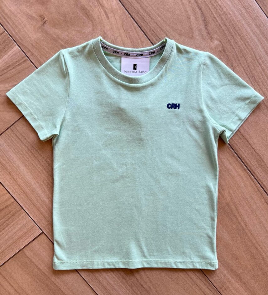 Camiseta Infantil Masculina Básica Verde Claro Fernanda Ramos Kids