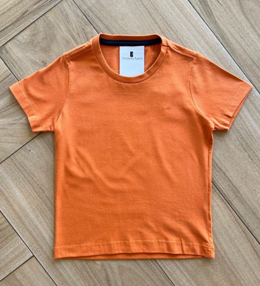 Camiseta Infantil Masculina Essencial Laranja Fernanda Ramos Kids