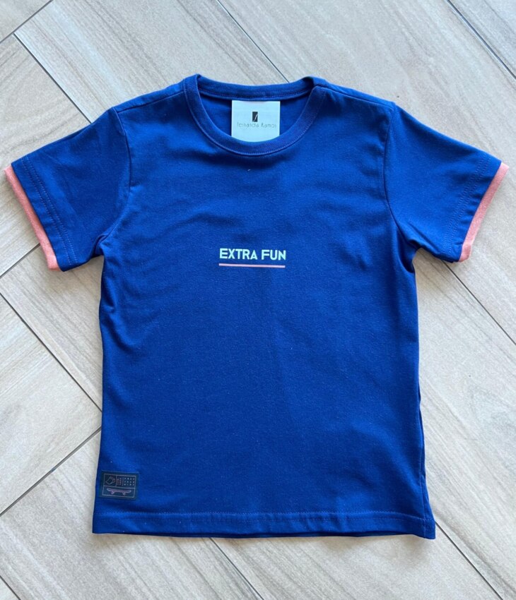 Camiseta Infantil Masculina Extra Fun Azul Marinho Fernanda Ramos Kids