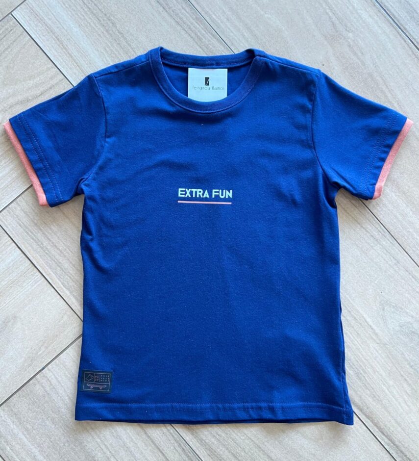 Camiseta Infantil Masculina Extra Fun Azul Marinho Fernanda Ramos Kids