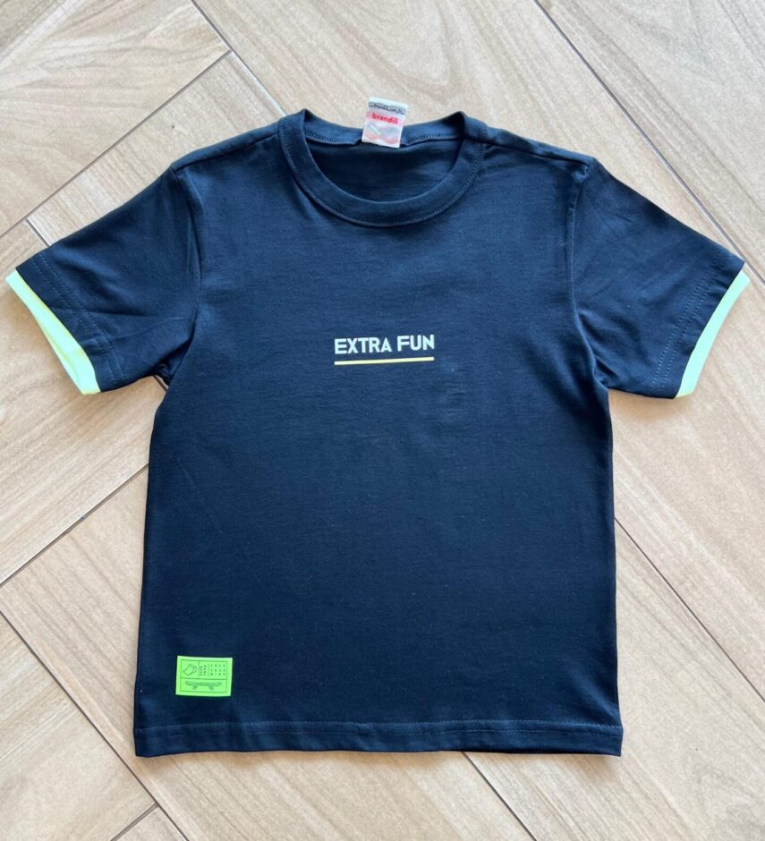 Camiseta Infantil Masculina Extra Fun Preta Fernanda Ramos Kids