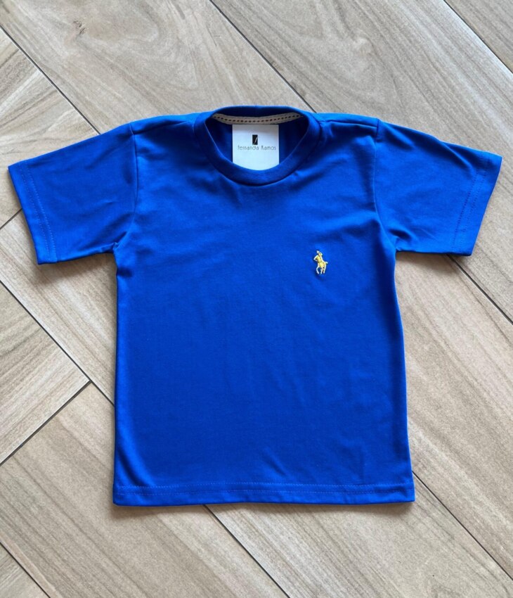 Camiseta Infantil Masculina Manga Curta Básica Azul Marinho Fernanda Ramos Kids