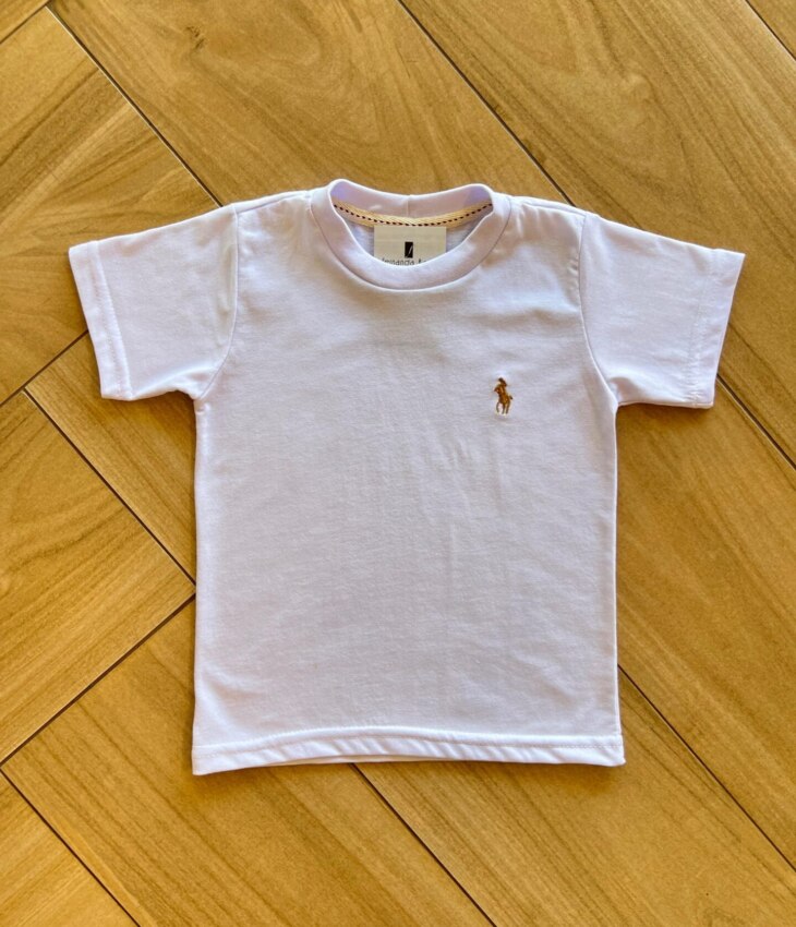 Camiseta Infantil Masculina Manga Curta Básica Branca Fernanda Ramos Kids