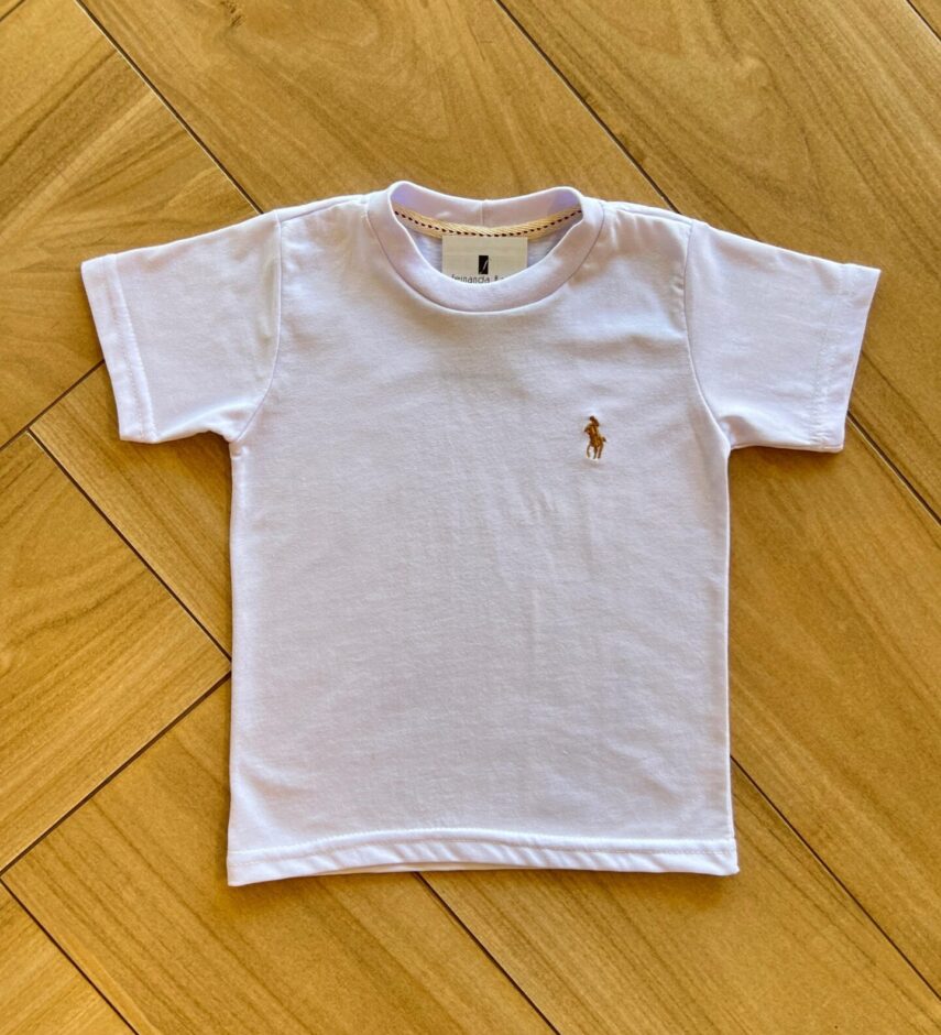 Camiseta Infantil Masculina Manga Curta Básica Branca Fernanda Ramos Kids
