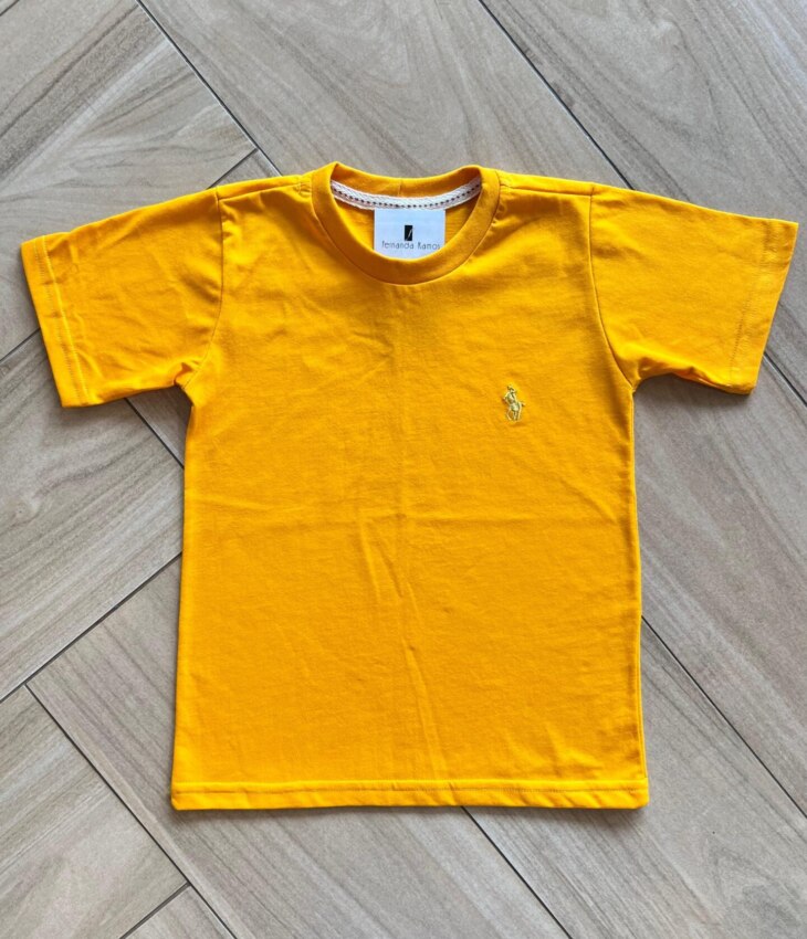 Camiseta Infantil Masculina Manga Curta Básica Laranja Fernanda Ramos Kids