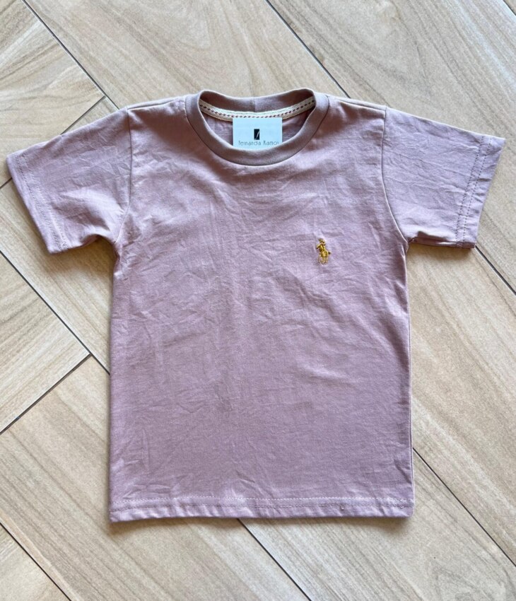 Camiseta Infantil Masculina Manga Curta Básica Marrom Fernanda Ramos Kids
