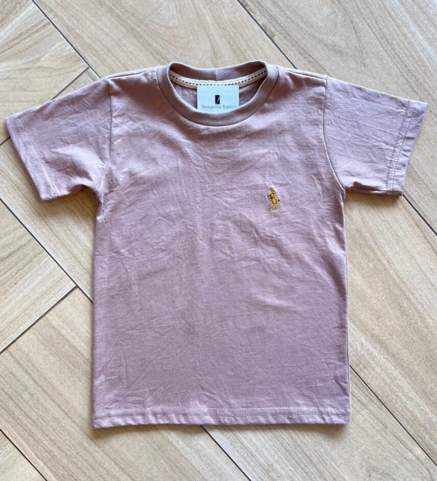 Camiseta Infantil Masculina Manga Curta Básica Marrom Fernanda Ramos Kids