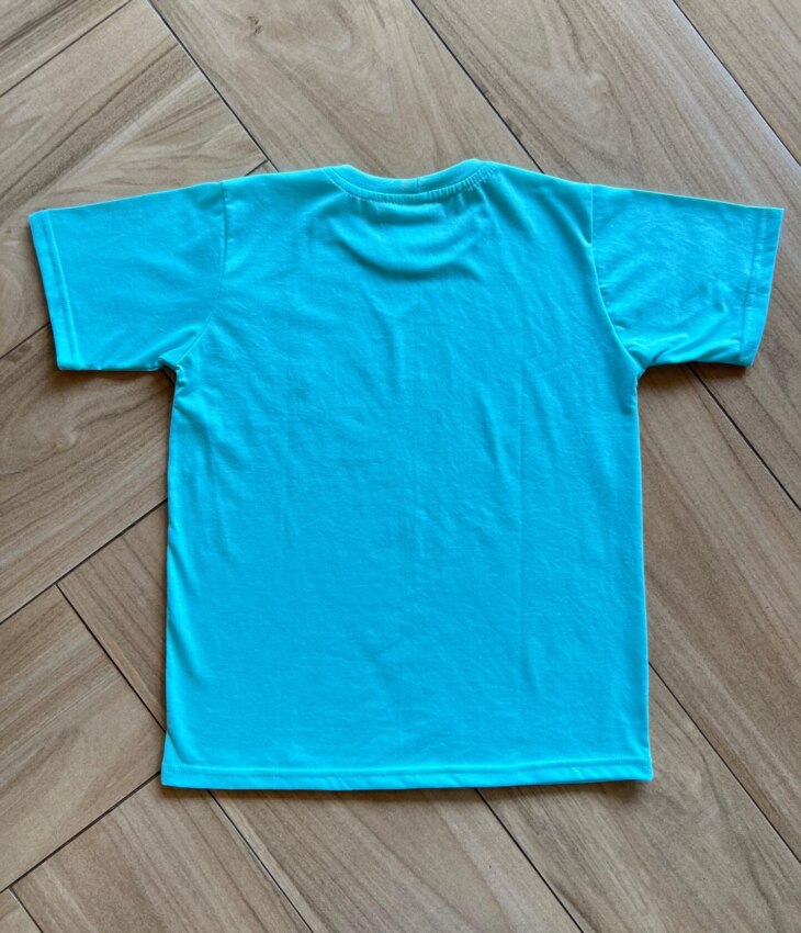 Camiseta Infantil Masculina Manga Curta Básica Verde Piscina Fernanda Ramos Kids