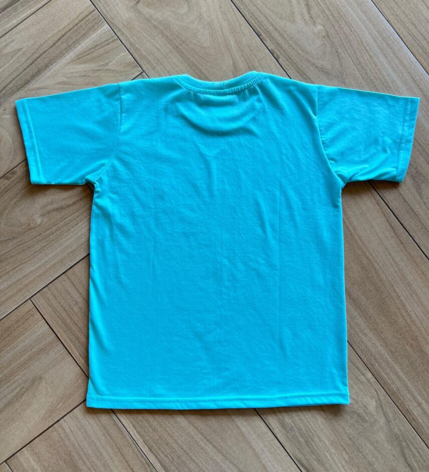 Camiseta Infantil Masculina Manga Curta Básica Verde Piscina Fernanda Ramos Kids