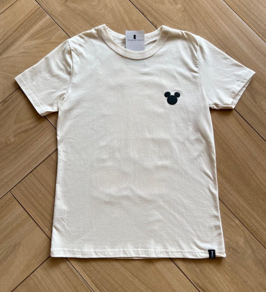 Camiseta Infantil Masculina Básica Manga Curta Mickey Mouse Nude Fernanda Ramos Kids