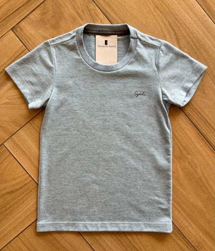 Camiseta Infantil Masculina Manga Curta Essencial Mesclada Azul Fernanda Ramos Kids