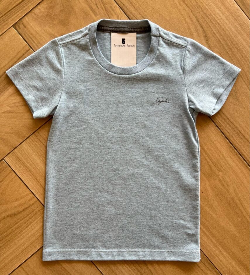 Camiseta Infantil Masculina Manga Curta Essencial Mesclada Azul Fernanda Ramos Kids