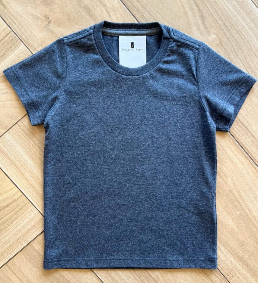 Camiseta Infantil Masculina Manga Curta Essencial Mesclada Cinza Fernanda Ramos Kids