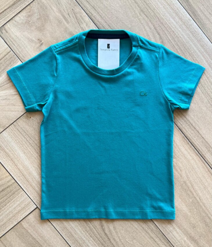 Camiseta Infantil Masculina Manga Curta Essencial Verde Fernanda Ramos Kids
