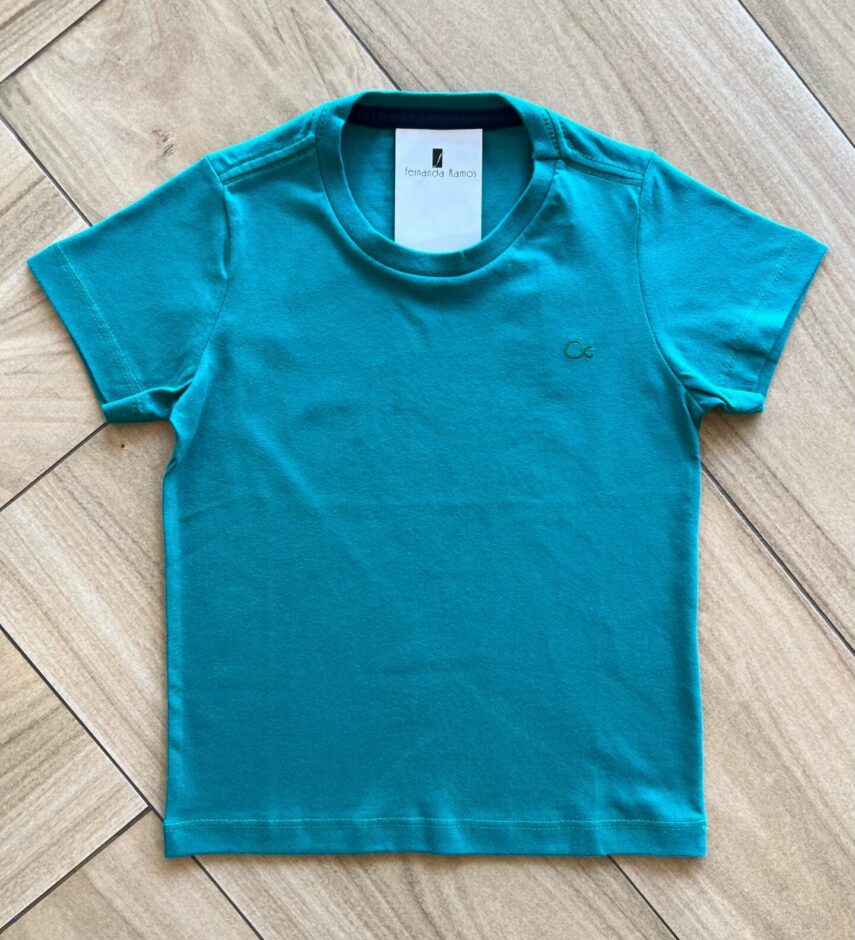 Camiseta Infantil Masculina Manga Curta Essencial Verde Fernanda Ramos Kids