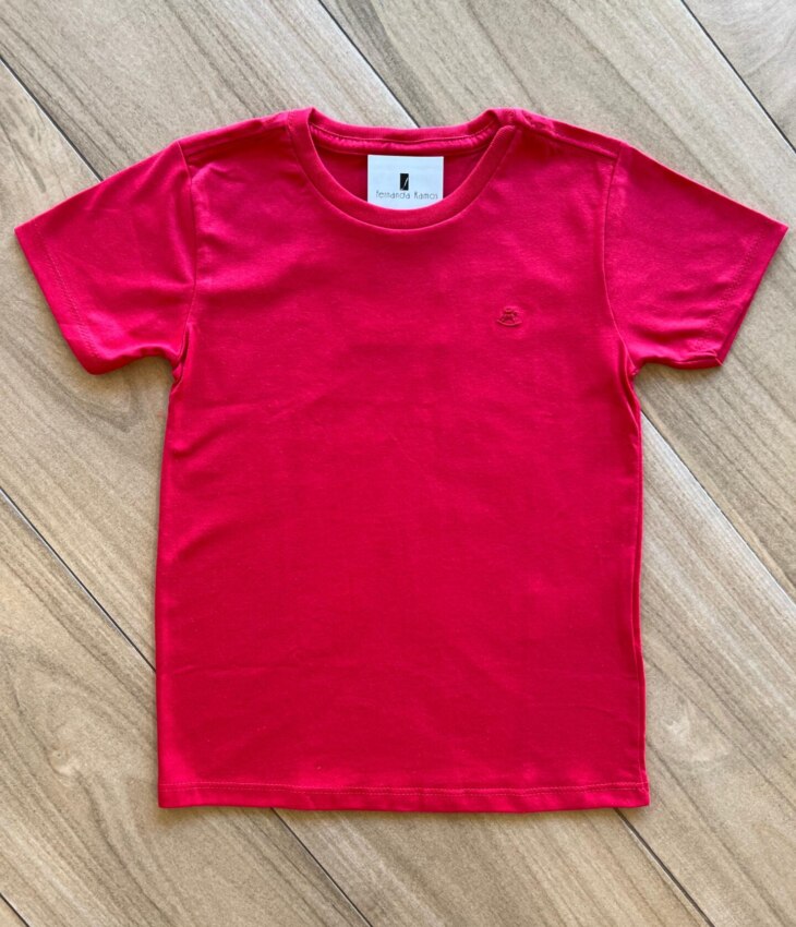Camiseta Infantil Masculina Manga Curta Essencial Vermelho Fernanda Ramos Kids