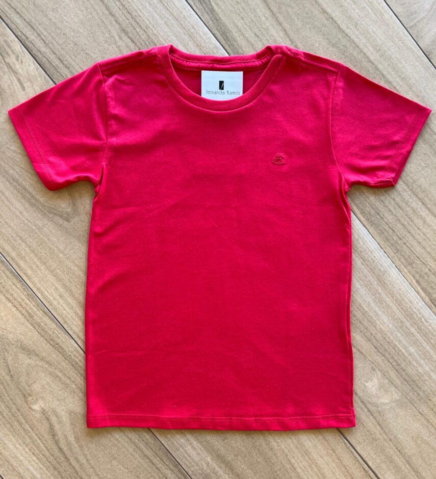 Camiseta Infantil Masculina Manga Curta Essencial Vermelho Fernanda Ramos Kids