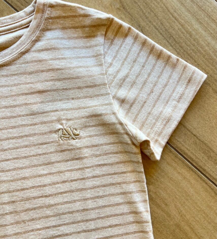 fernandaramoskids com br Camiseta Infantil Masculina Manga Curta Listrada Bege1