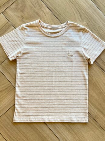 Camiseta Infantil Masculina Manga Curta Listrada Bege Fernanda Ramos Kids