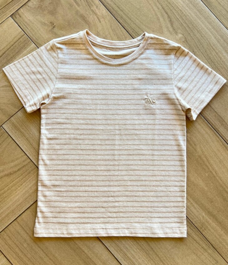 Camiseta Infantil Masculina Manga Curta Listrada Bege Fernanda Ramos Kids