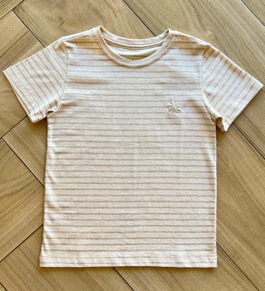 Camiseta Infantil Masculina Manga Curta Listrada Bege Fernanda Ramos Kids