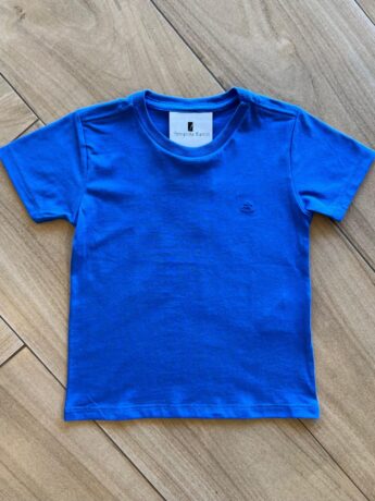 Camiseta Infantil Masculina Manga Curta Meia Malha Azul Fernanda Ramos Kids