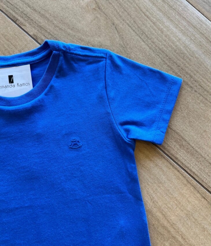 fernandaramoskids com br Camiseta Infantil Masculina Manga Curta Meia Malha Azul1