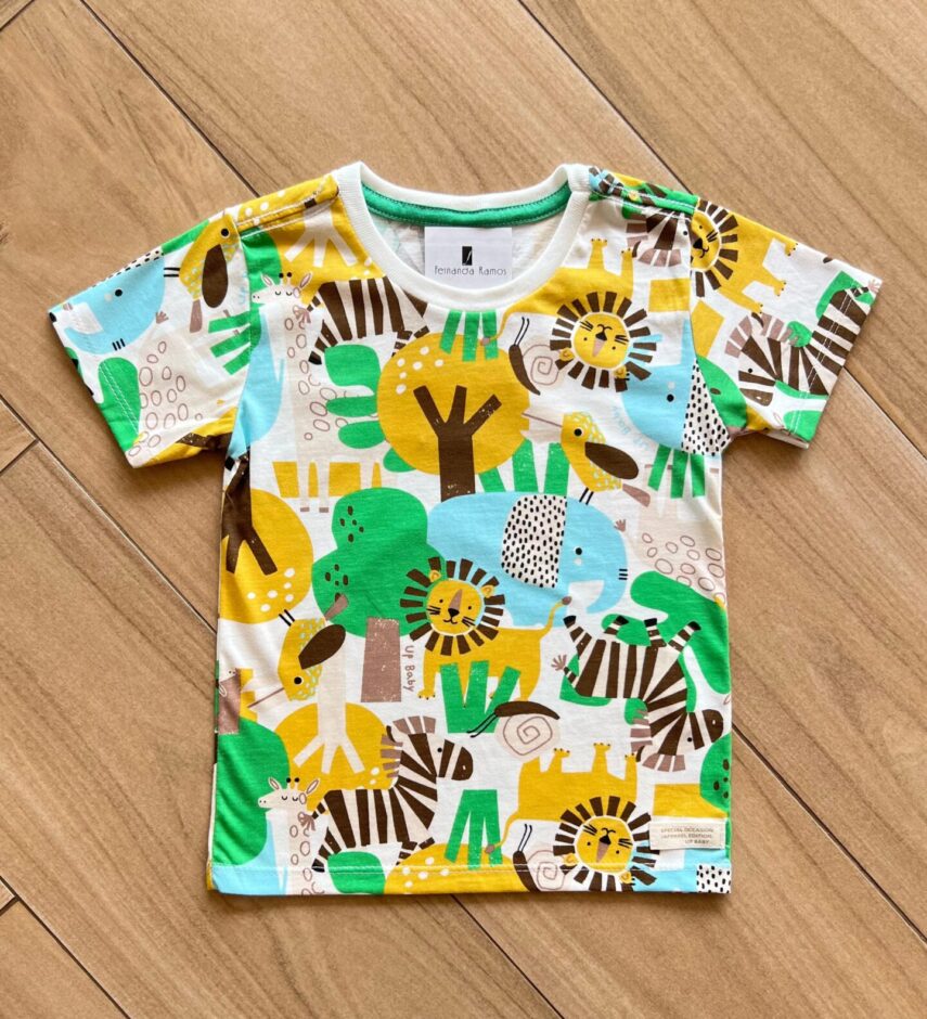 Camiseta Infantil Masculina Manga Curta Meia Malha Estampada Fernanda Ramos Kids
