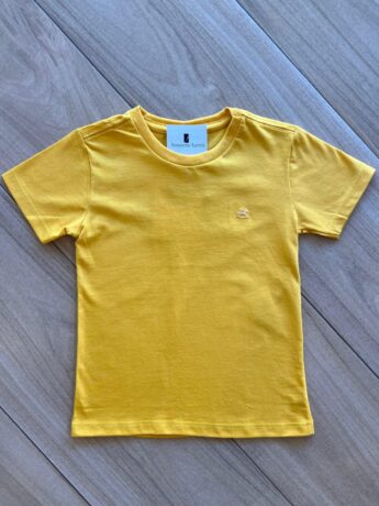 Camiseta Infantil Masculina Manga Curta Meia Malha Mostarda Fernanda Ramos Kids
