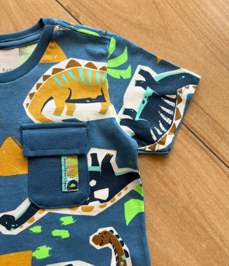 fernandaramoskids com br Camiseta Infantil Masculina Manga Curta Meia Malha Roarr Estampada1