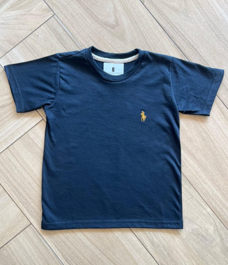Camiseta Infantil Masculina Preta Manga Curta Básica Fernanda Ramos Kids