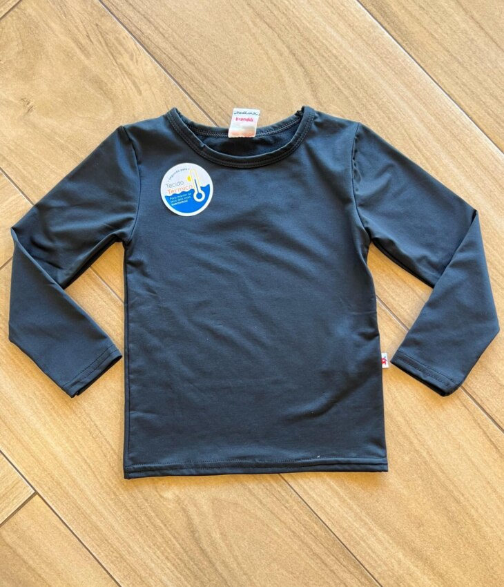Camiseta Infantil Masculina Térmica Manga Longa Preta Fernanda Ramos Kids