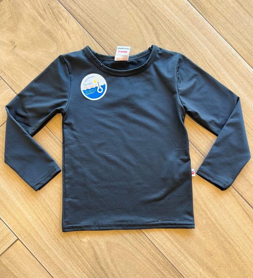 Camiseta Infantil Masculina Térmica Manga Longa Preta Fernanda Ramos Kids