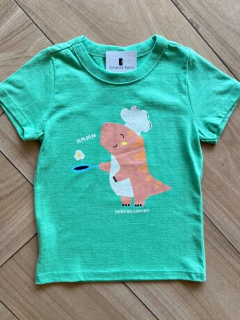 Camiseta Infantil Masculina Tradicional Hora do Lanche Verde Fernanda Ramos Kids