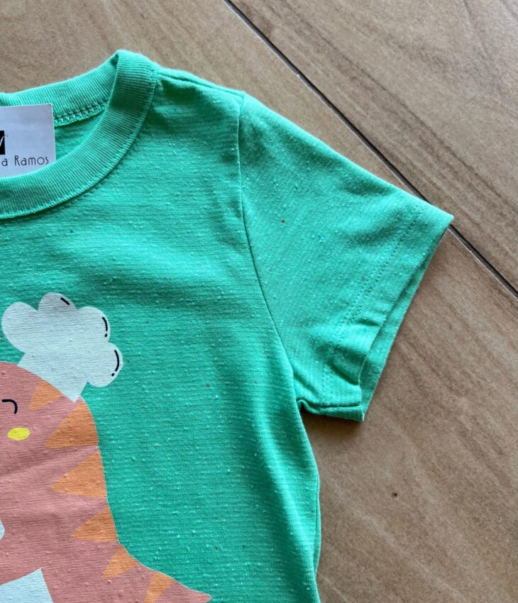 fernandaramoskids com br Camiseta Infantil Masculina Tradicional Hora do Lanche Verde1