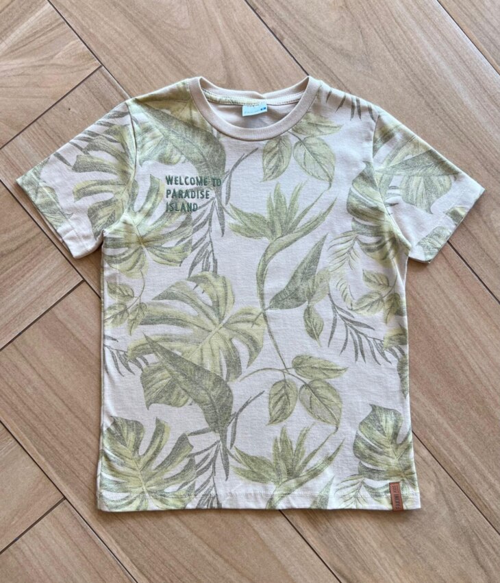 Camiseta Infantil Masculina Welcome Paradise Bege Fernanda Ramos Kids