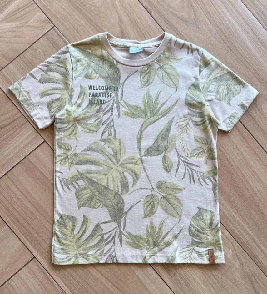 Camiseta Infantil Masculina Welcome Paradise Bege Fernanda Ramos Kids