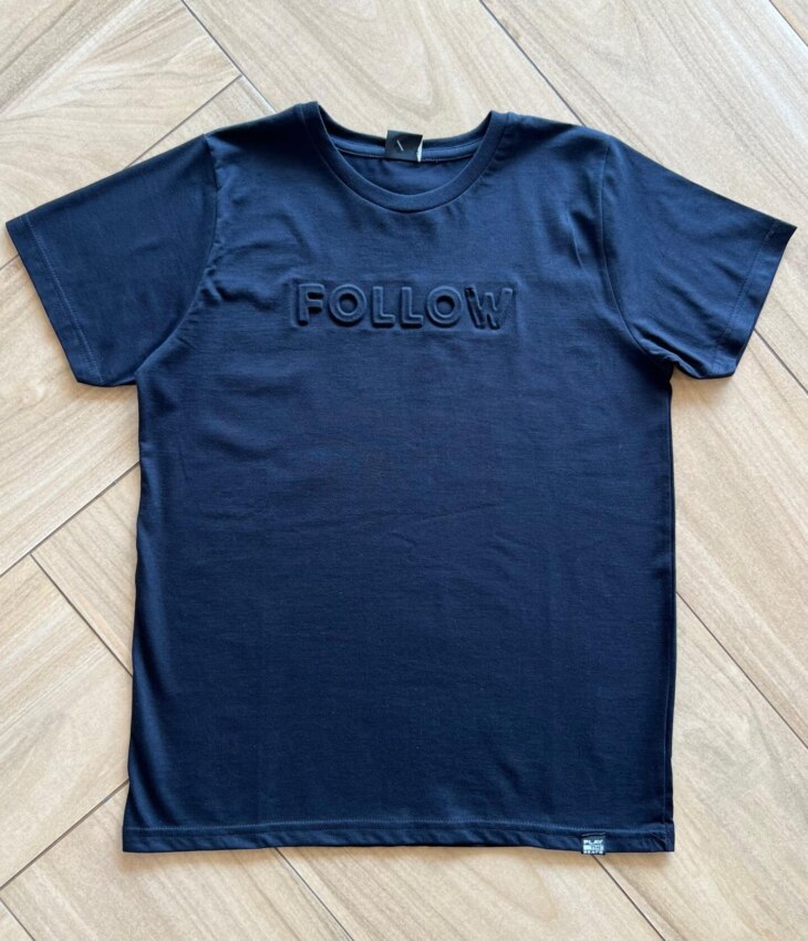 Camiseta Juvenil Masculina Follow Preta Fernanda Ramos Kids