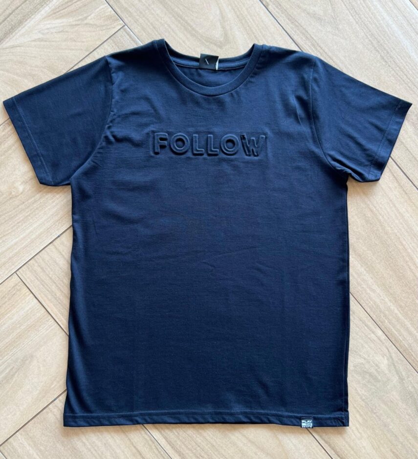 Camiseta Juvenil Masculina Follow Preta Fernanda Ramos Kids