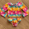 Conjunto Infantil Feminino Biquíni Cropped e Calcinha Flor Fernanda ramos kids