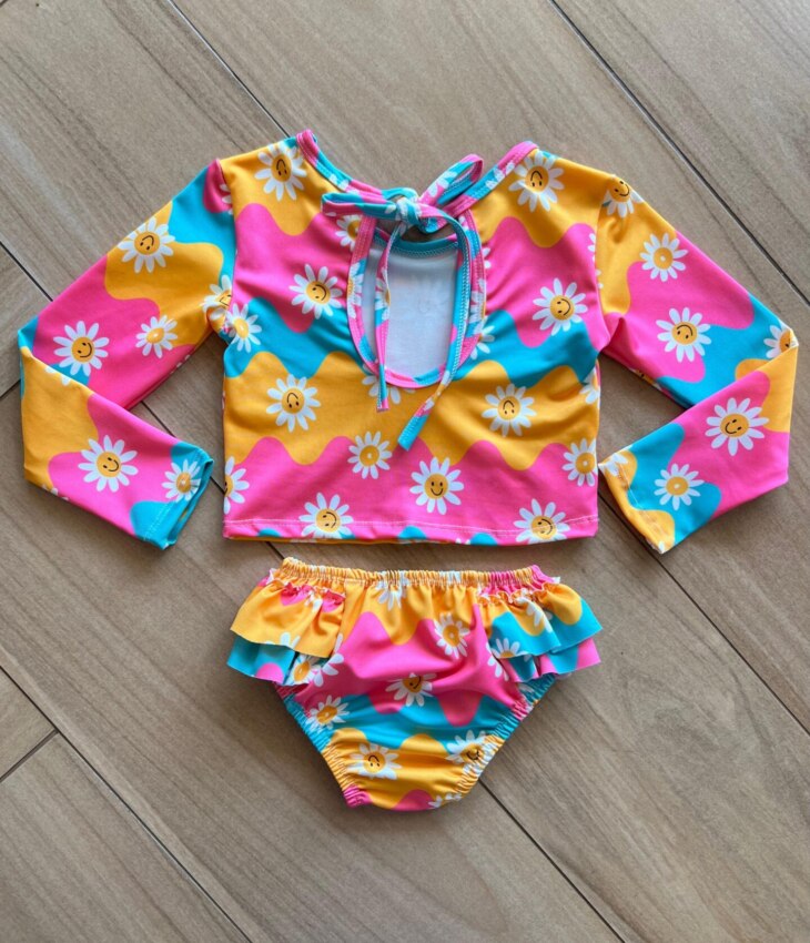 fernandaramoskids com br Conjunto Infantil Feminino Biquíni Cropped e Calcinha Flor 3