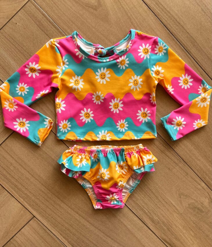 Conjunto Infantil Feminino Biquíni Cropped e Calcinha Flor Fernanda ramos kids
