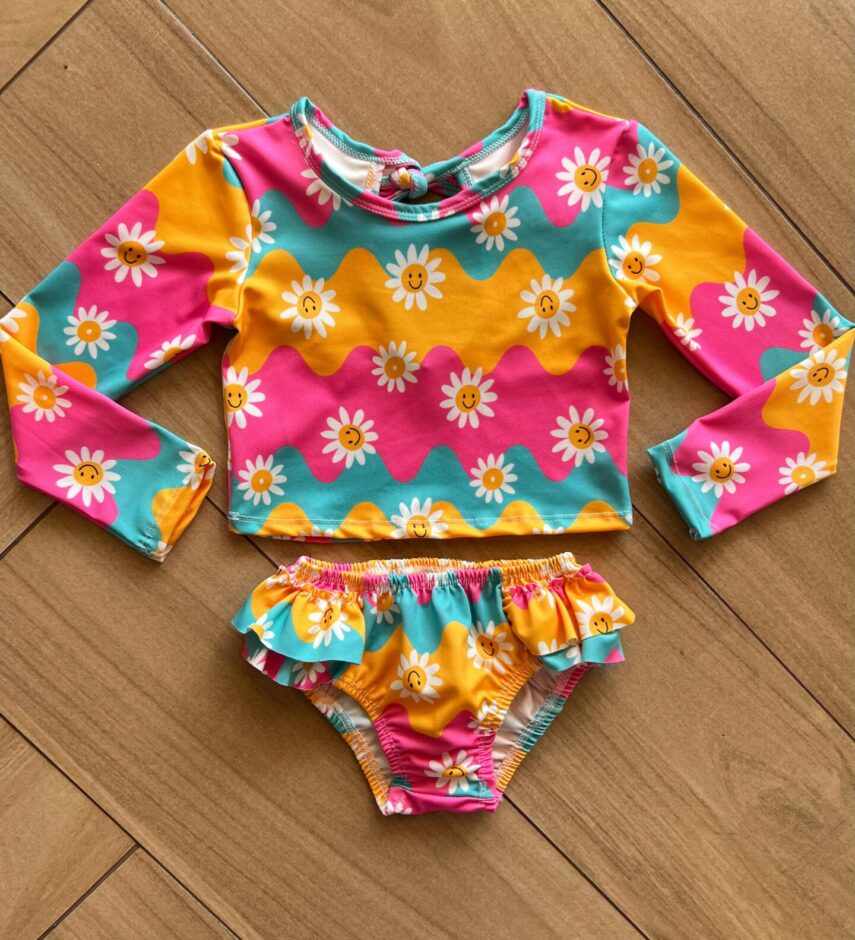 Conjunto Infantil Feminino Biquíni Cropped e Calcinha Flor Fernanda ramos kids