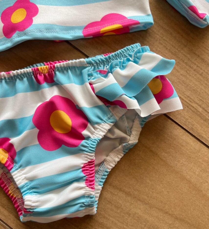 fernandaramoskids com br Conjunto Infantil Feminino Biquíni Cropped e Calcinha Flor Rosa 2