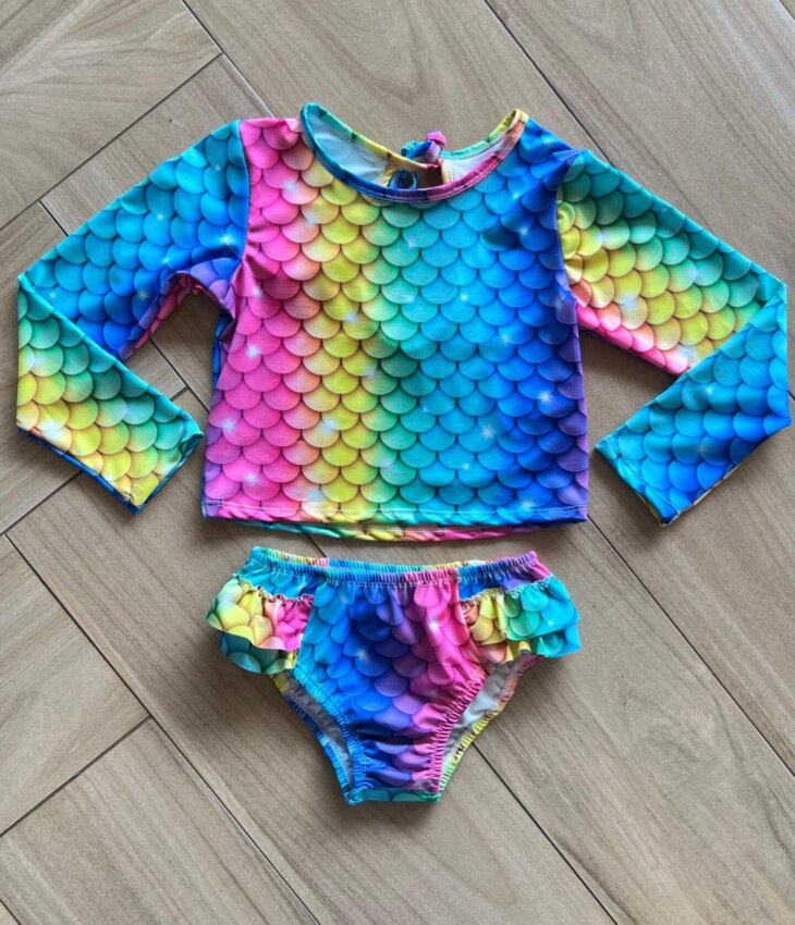 Conjunto Infantil Feminino Biquíni Cropped e Calcinha Sereia Fernanda Ramos Kids